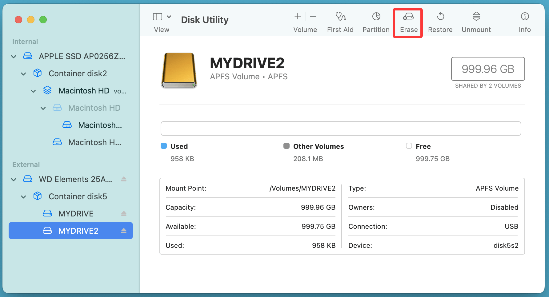 Wiping an APFS volume on Mac