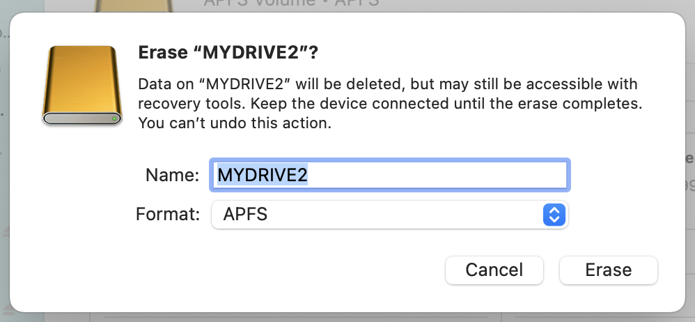 Wiping an APFS volume on Mac