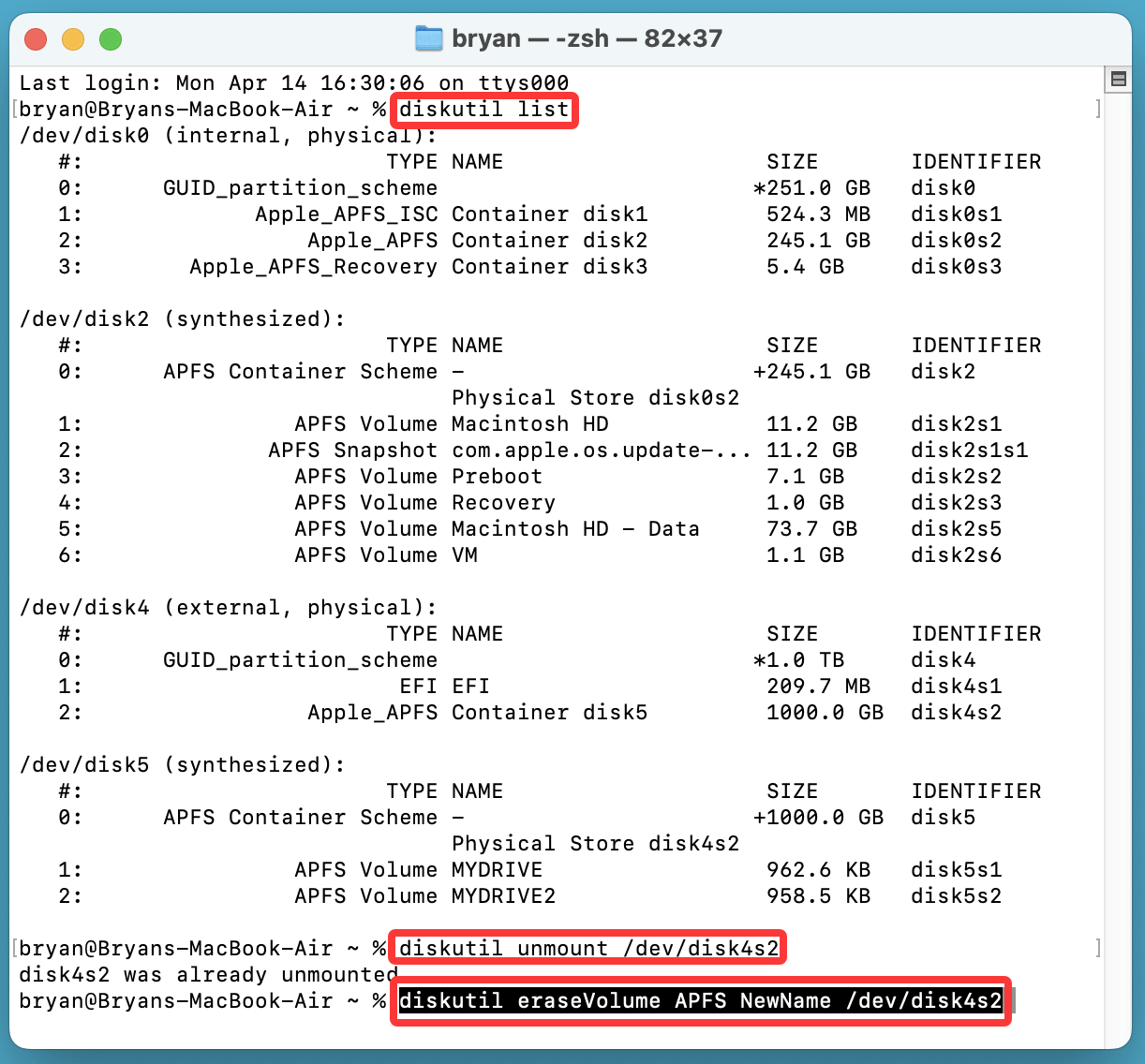 Wiping an APFS volume on Mac