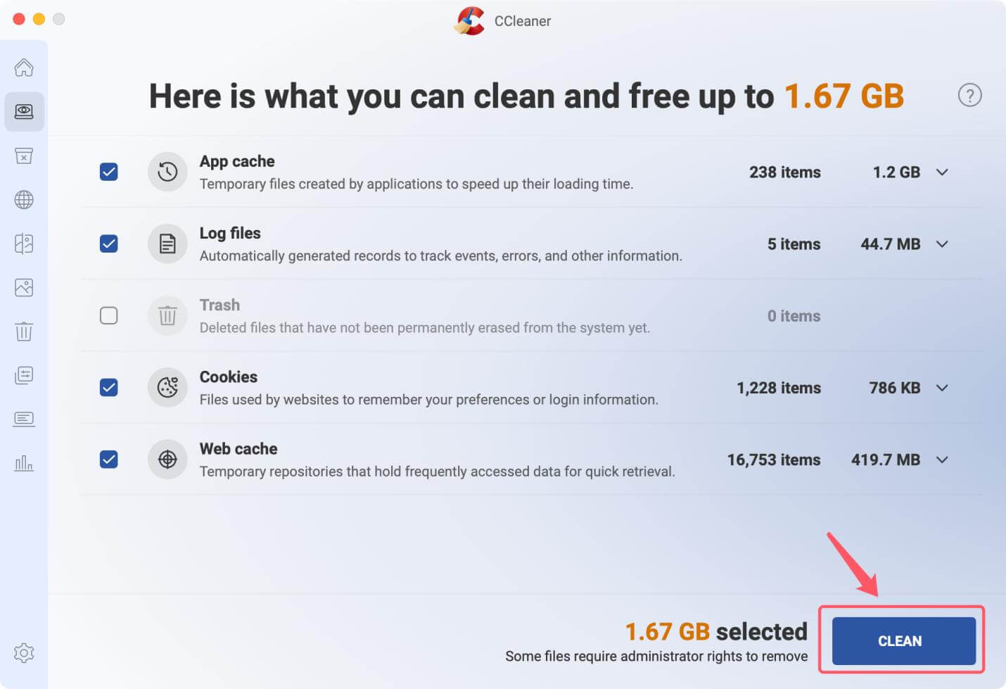 Wipe Data on Mac with CCleaner