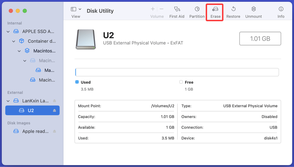 Wiping an exFAT drive