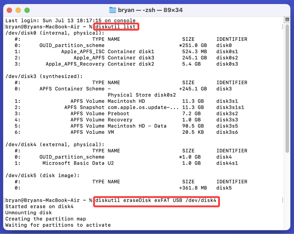 Wiping an exFAT drive
