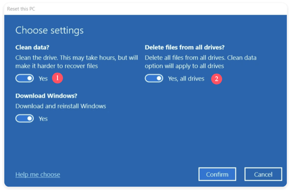 wipe operating system and user data