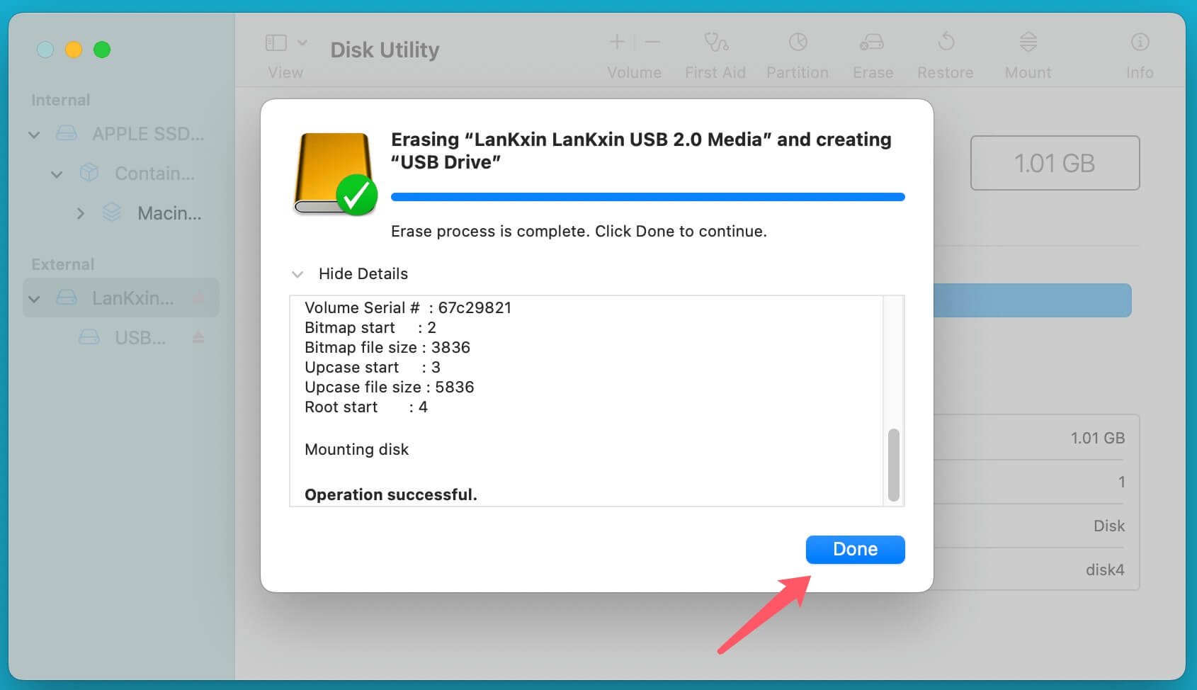 wiping a USB flash drive on a Mac
