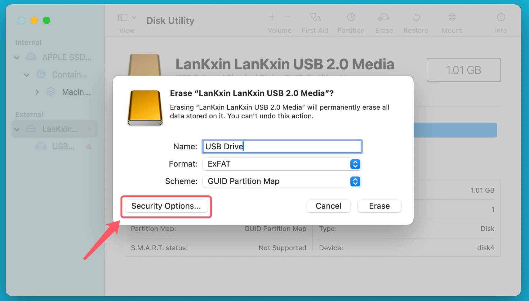 wiping a USB flash drive on a Mac