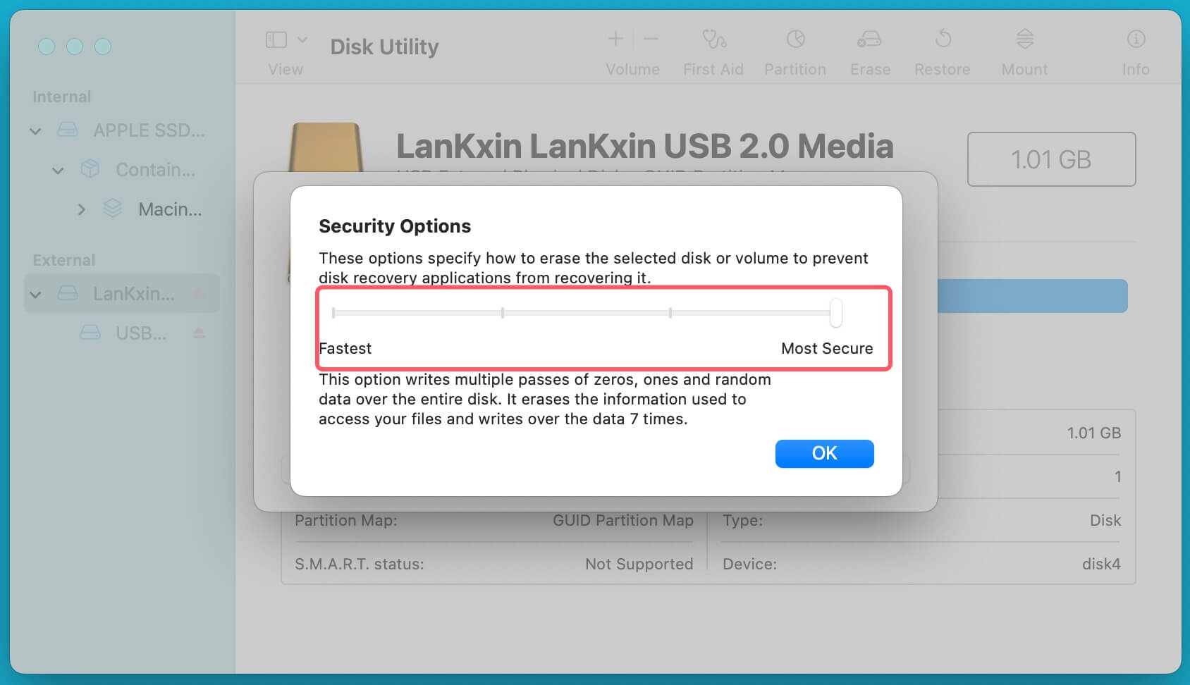 wiping a USB flash drive on a Mac