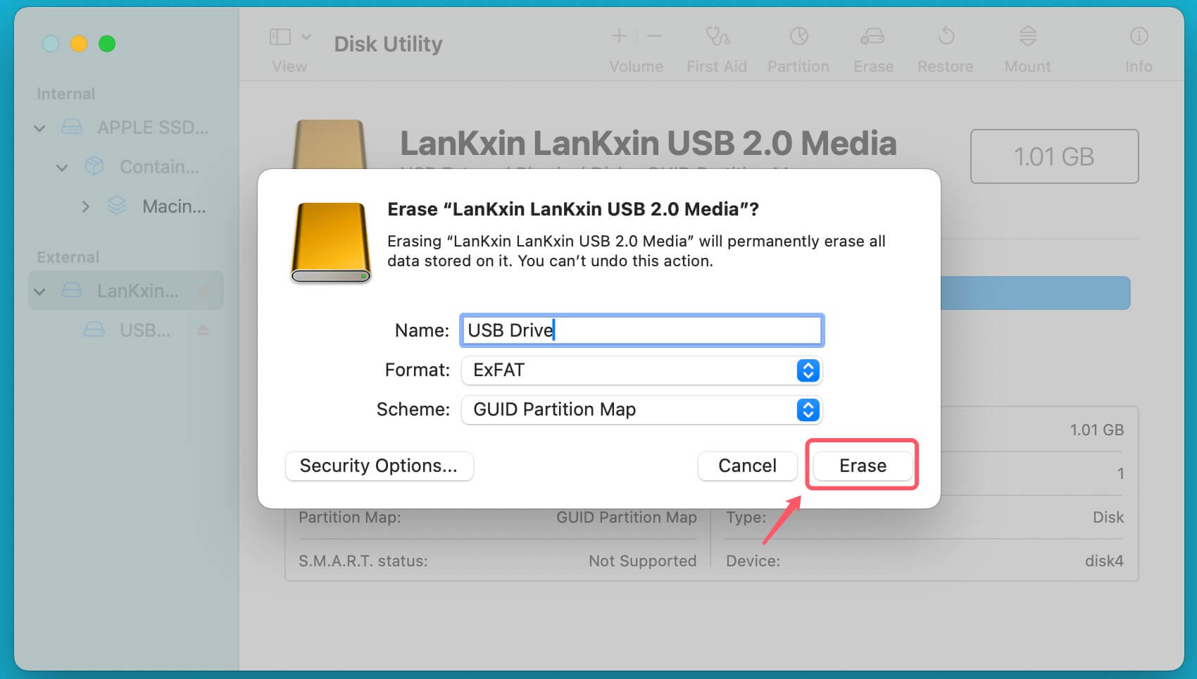 wiping a USB flash drive on a Mac