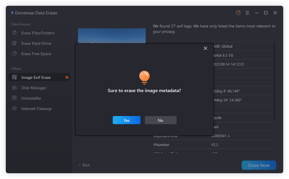 remove Exif data from photos