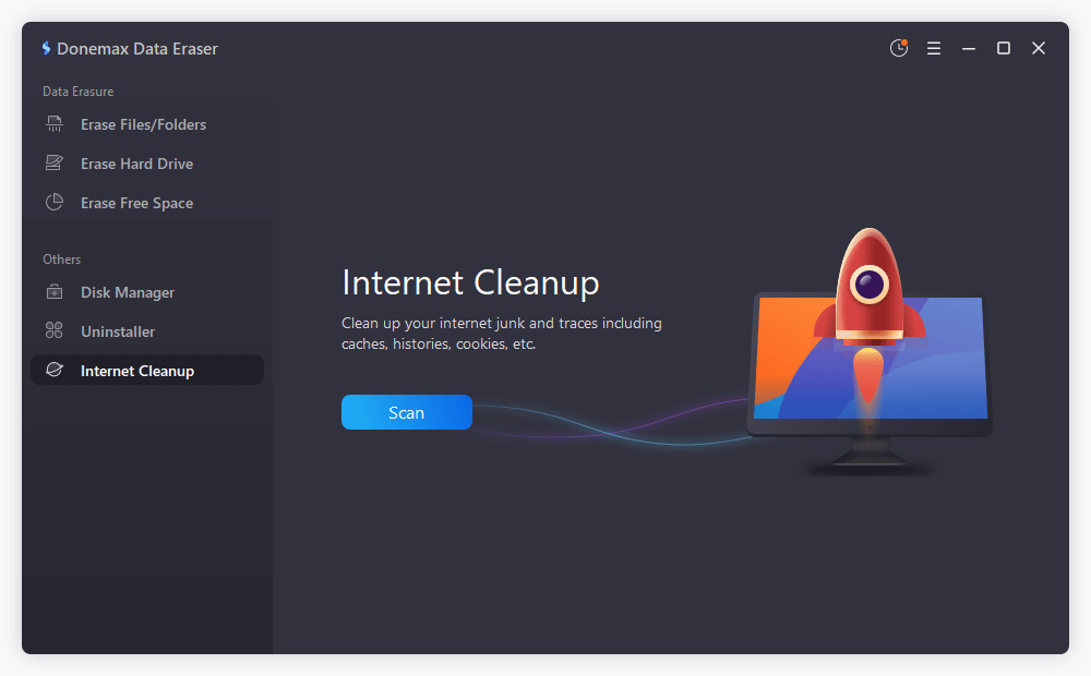 Clean up browser cookie with Donemax Data Eraser