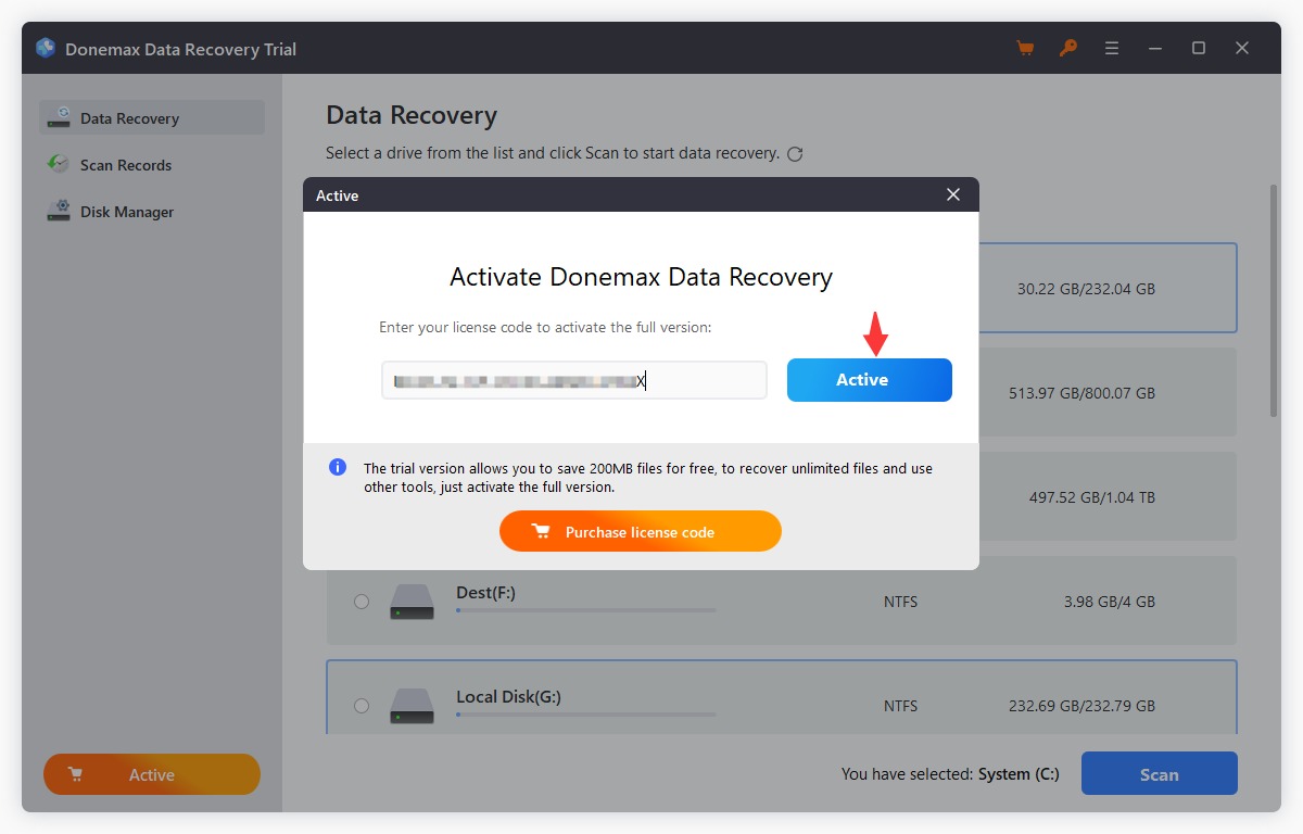activate Donemax Data Recovery