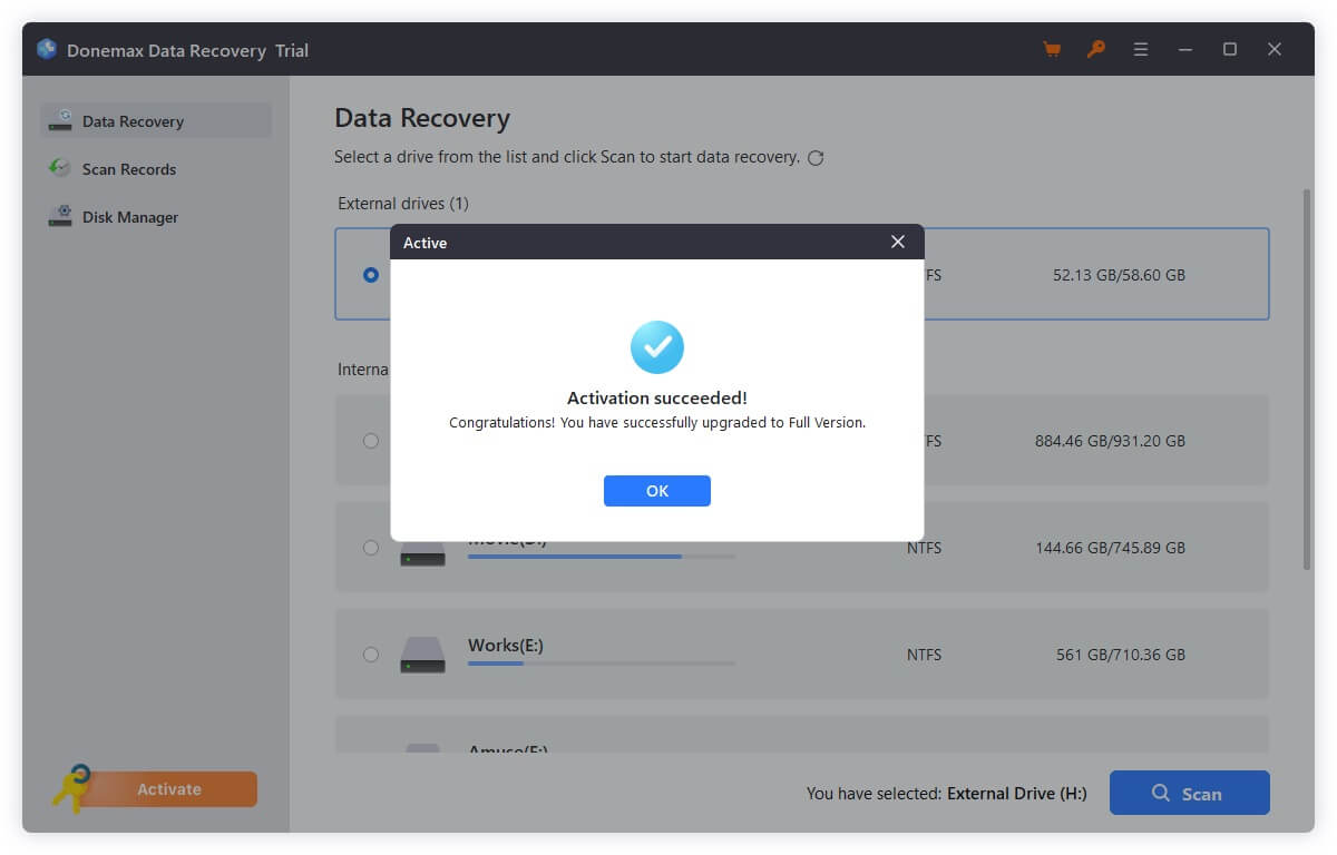 activate Donemax Data Recovery