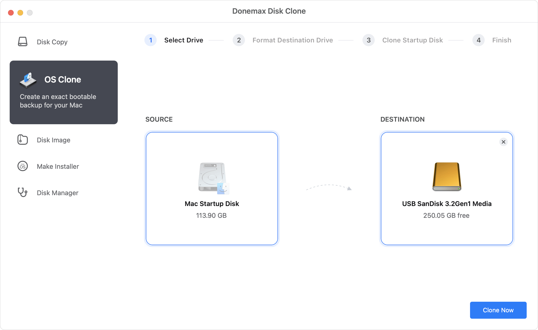 Choose OS clone to make a boot clone