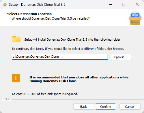 install Donemax Disk Clone