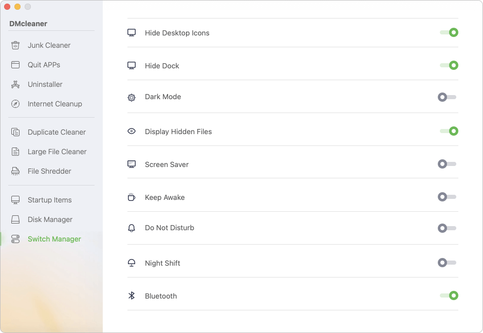 Manage All Switches via AweCleaner Menu Bar