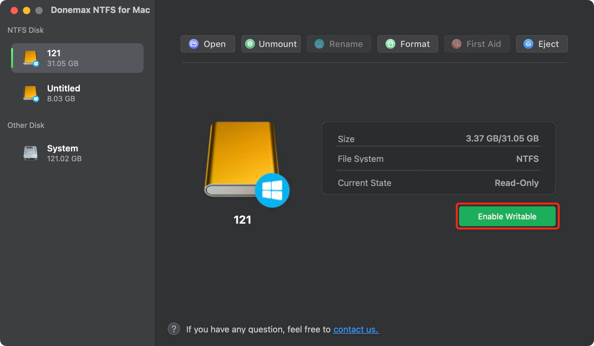 Use NTFS drives on Mac with Donemax NTFS for Mac